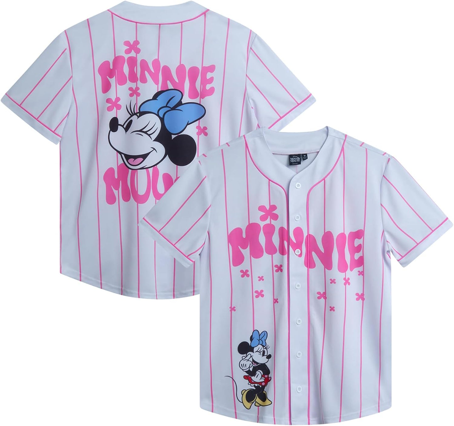 Disney Camiseta de béisbol para mujer, diseño de Mickey Mouse Lightning McQueen Marie, Lilo y Stitch | Tejido 100% poliéster, ligero y transpirable, malla o estilos con botones