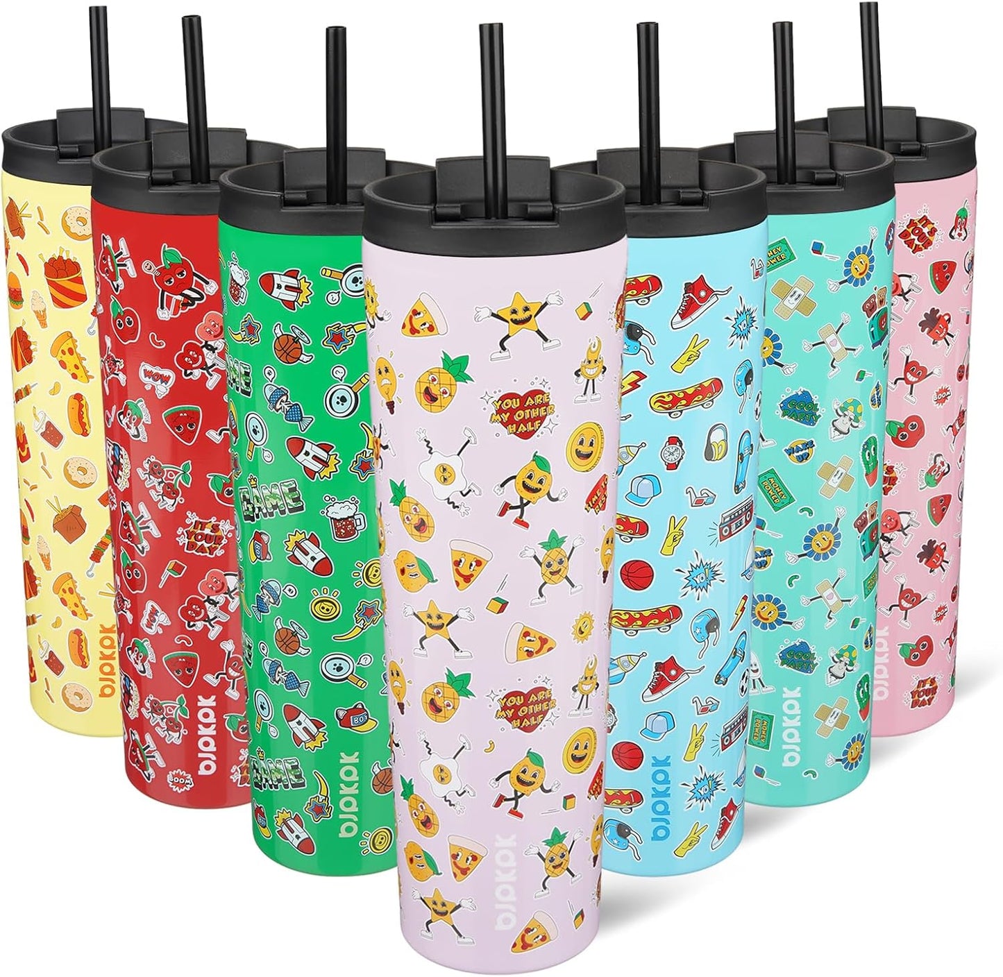 BJPKPK - Vaso de acero inoxidable con aislamiento, tapa y pajilla, taza de café para viaje, de 18 onzas, diseño de laguna