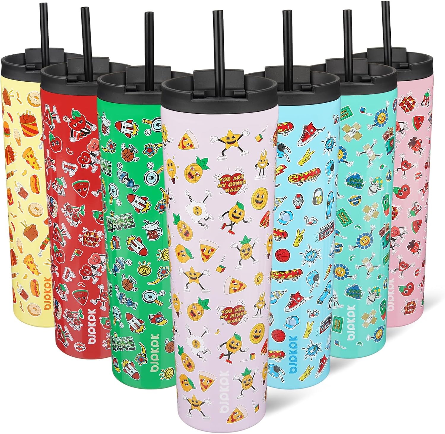 BJPKPK - Vaso de acero inoxidable con aislamiento, tapa y pajilla, taza de café para viaje, de 18 onzas, diseño de laguna