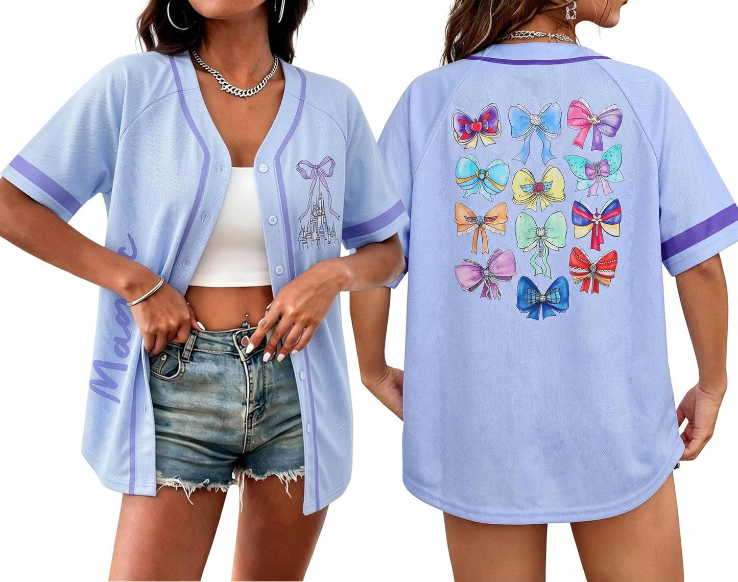 Camiseta mágica para mujer, camisas Magic Kingdom, camisa de vacaciones familiares, uniformes deportivos, tops cosidos con botones