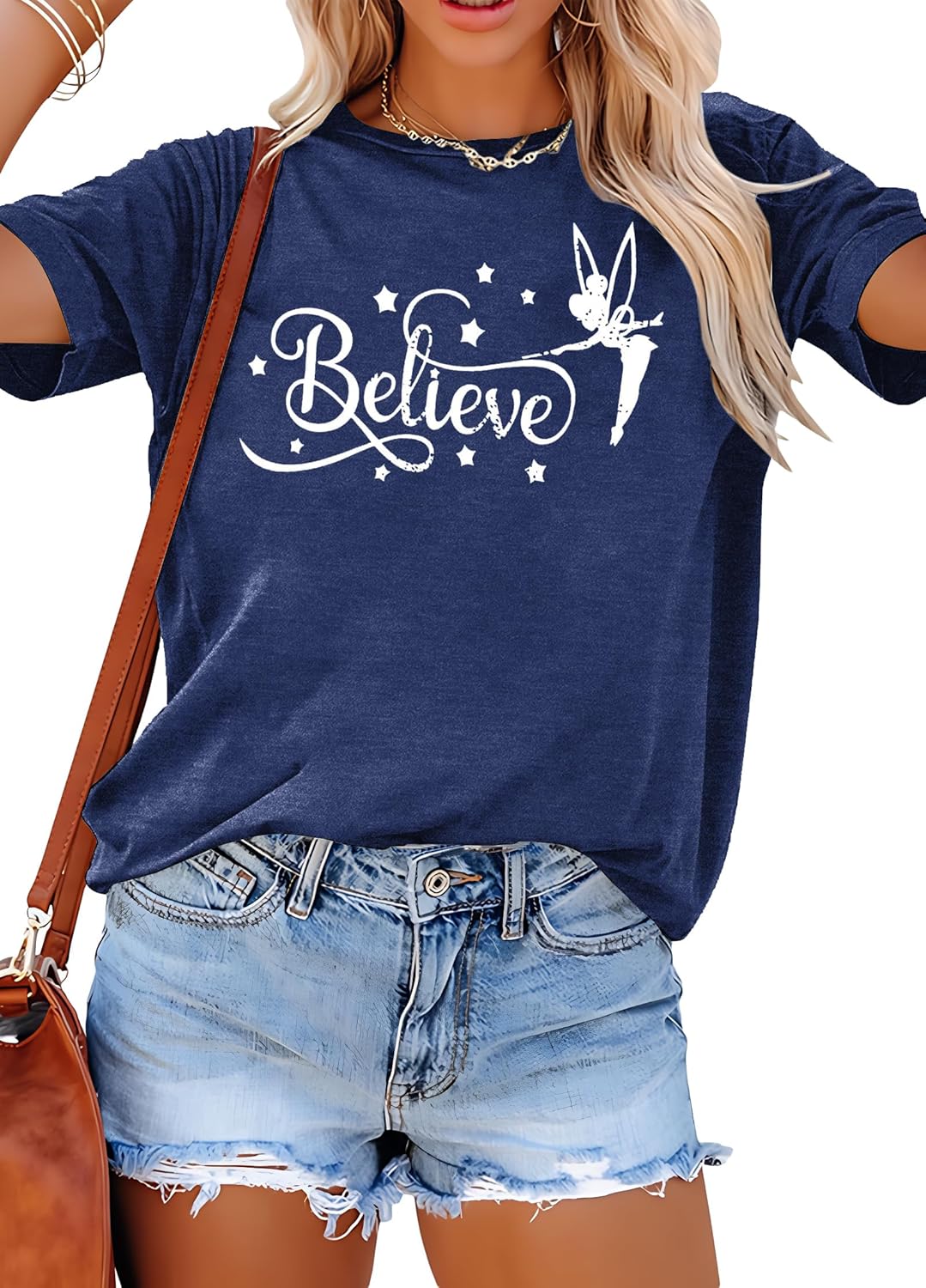 Camiseta mágica para mujer, diseño de Believe in Magic, camiseta de manga corta con estampado gráfico lindo