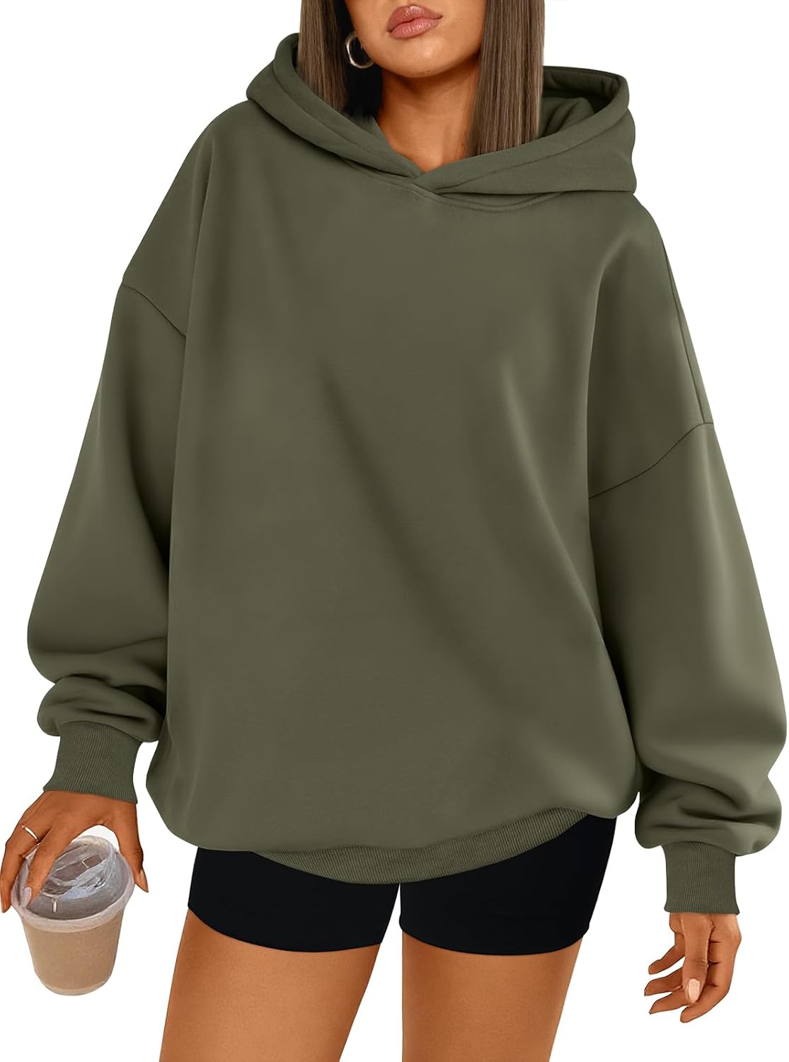Trendy Queen Sudaderas con capucha de gran tamaño para mujer | Soft Fleece Pullover In A Relaxed, Oversized Fit. Suitable For College Outfits, Trendy Streetwear, And Daily Home Wear