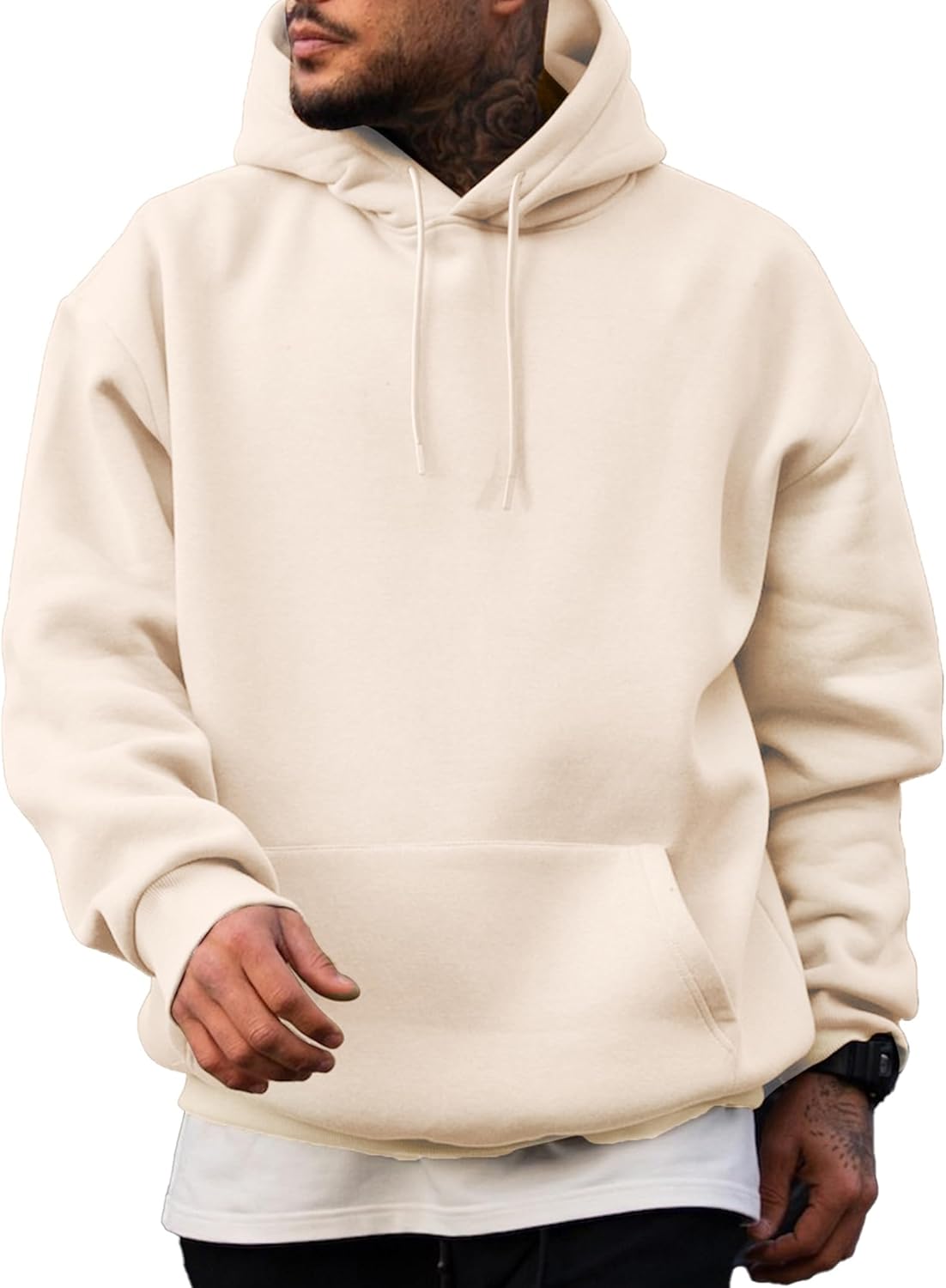 JMIERR - Sudaderas con capucha de manga larga para hombre, estilo casual, con cordón en el cuello, de algodón | Cómodo suéter con forro polar, capucha con cordón ajustable, bolsillo canguro, ajuste regular, lavable a máquina