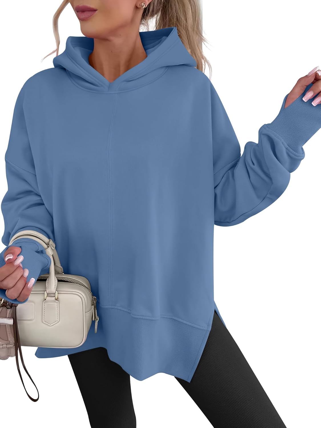 ANRABESS Sudaderas con capucha de gran tamaño para mujer, manga larga, forro polar, con abertura lateral, sudaderas con capucha y sin botones, trajes de otoño 2026, ropa Y2K