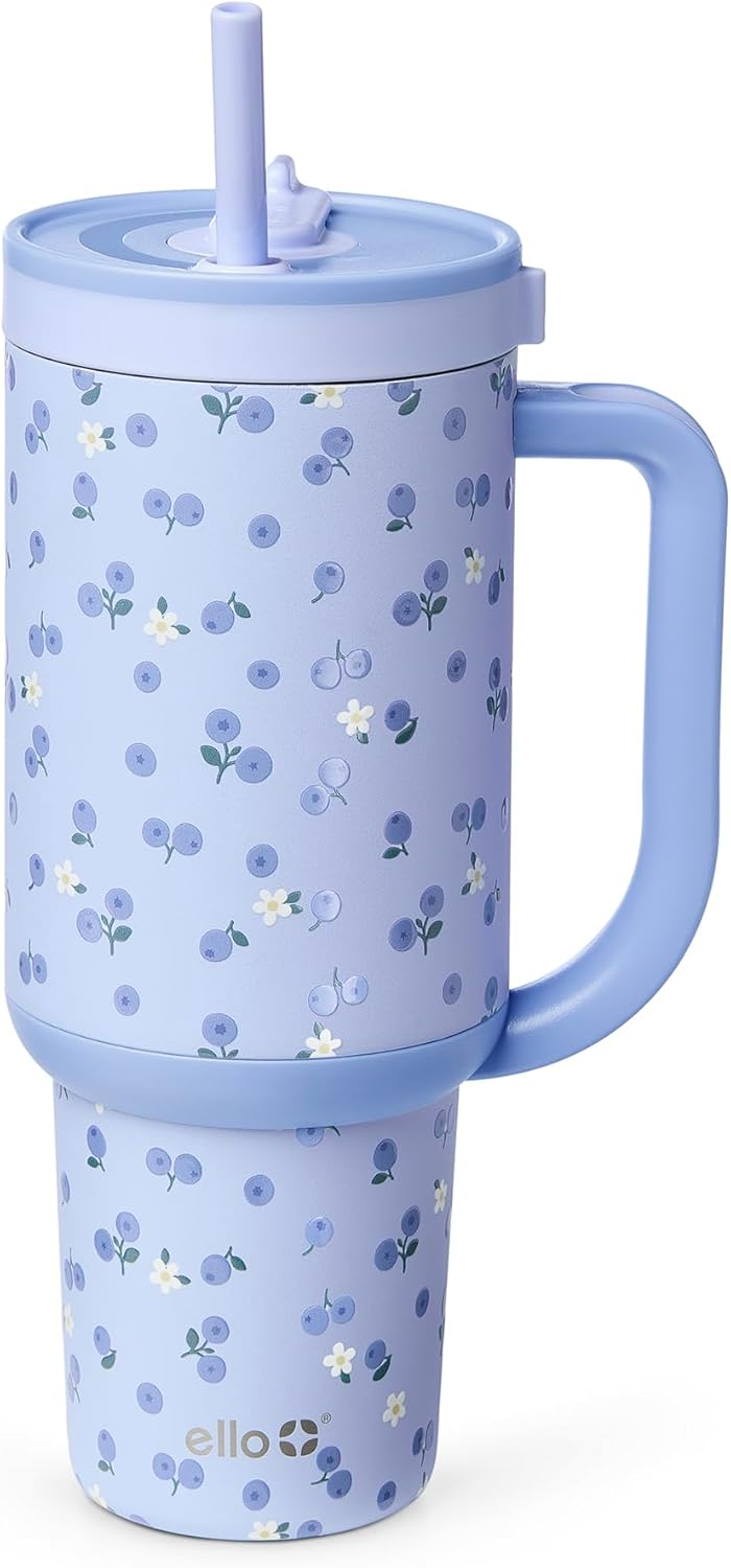 Ello Oasis - Vaso de 30 onzas con asa y pajita retráctil | Taza reutilizable de acero inoxidable aislada 100% a prueba de fugas, regalos para adolescentes, mujeres y hombres | Mantiene el frío durante
