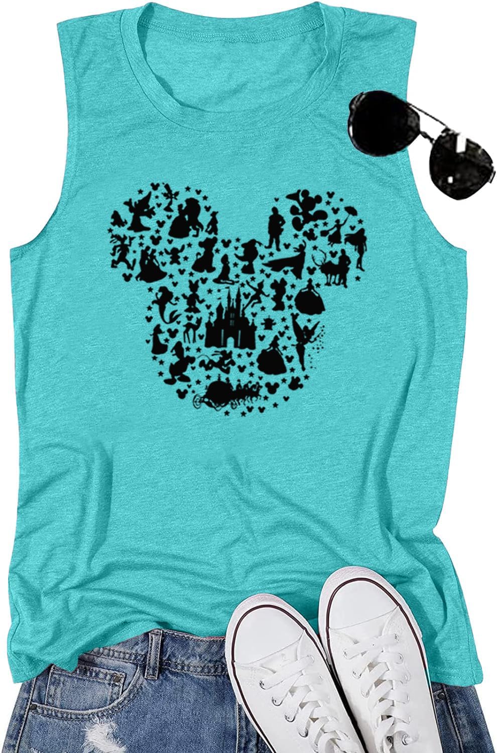 Camiseta de manga corta con diseño de castillo mágico para mujer, diseño de hadas, informal, para vacaciones, vacaciones