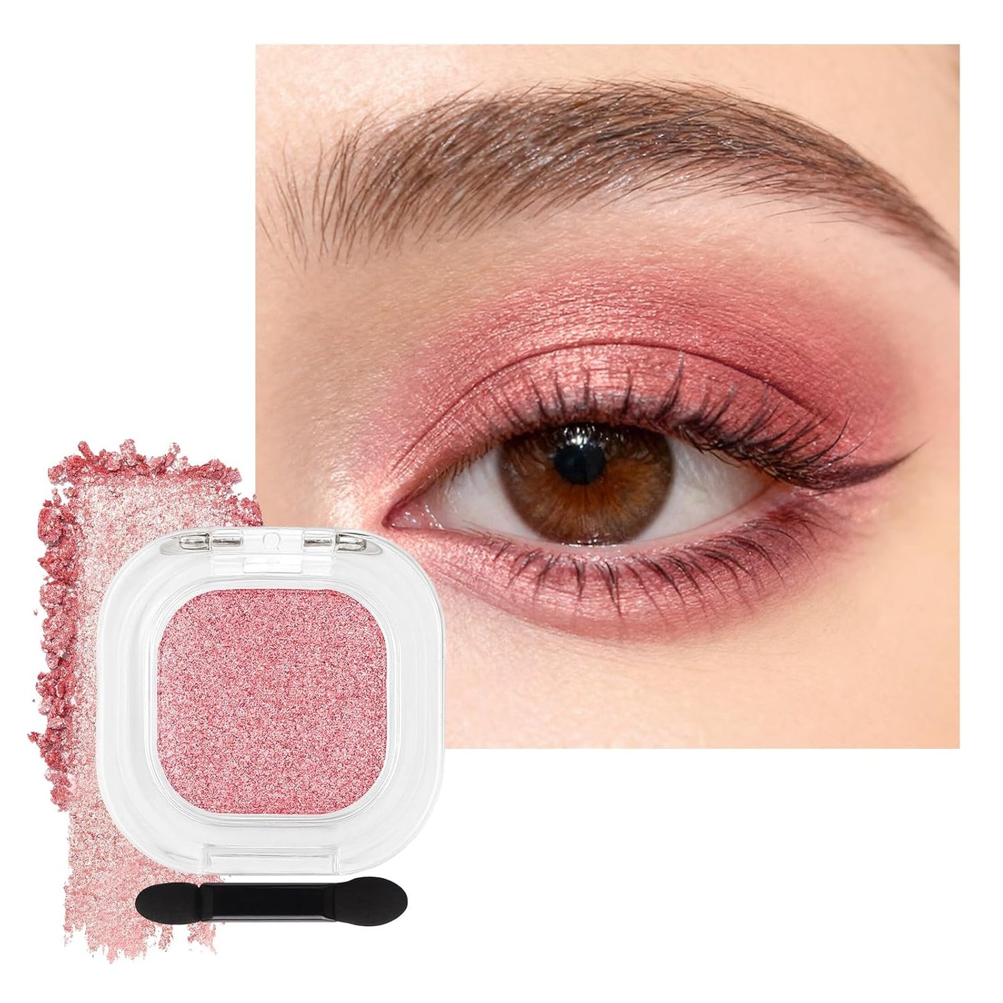Erinde Paleta de sombra de ojos mate marrón individual, sombra de ojos de terciopelo maquillaje natural compacto en polvo, maquillaje de ojos de larga duración, ultra mezclable, color pigmentado
