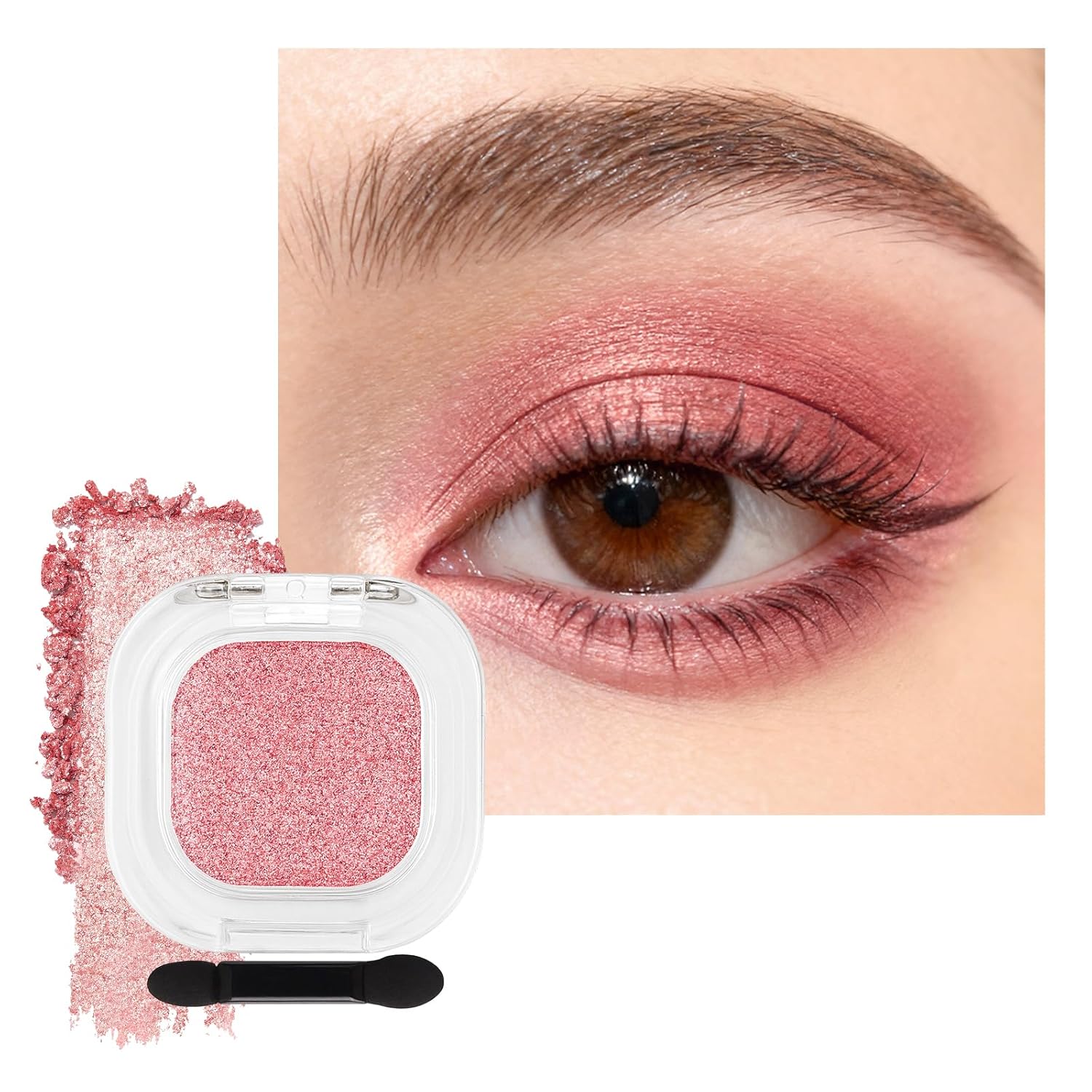 Erinde Paleta de sombra de ojos mate marrón individual, sombra de ojos de terciopelo maquillaje natural compacto en polvo, maquillaje de ojos de larga duración, ultra mezclable, color pigmentado