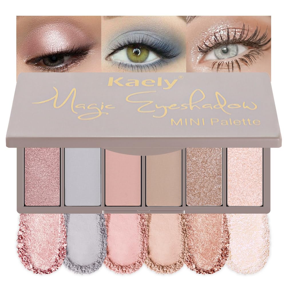 evpct - Paleta de sombra de ojos cuadrada en polvo mate marrón desnudo, rosa desnudo claro, marrón oscuro natural, sombra de ojos mate ahumada de alta pigmentación, mini paleta de maquillaje para