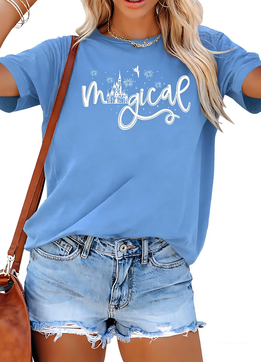 Camiseta mágica para mujer, diseño de Believe in Magic, camiseta de manga corta con estampado gráfico lindo
