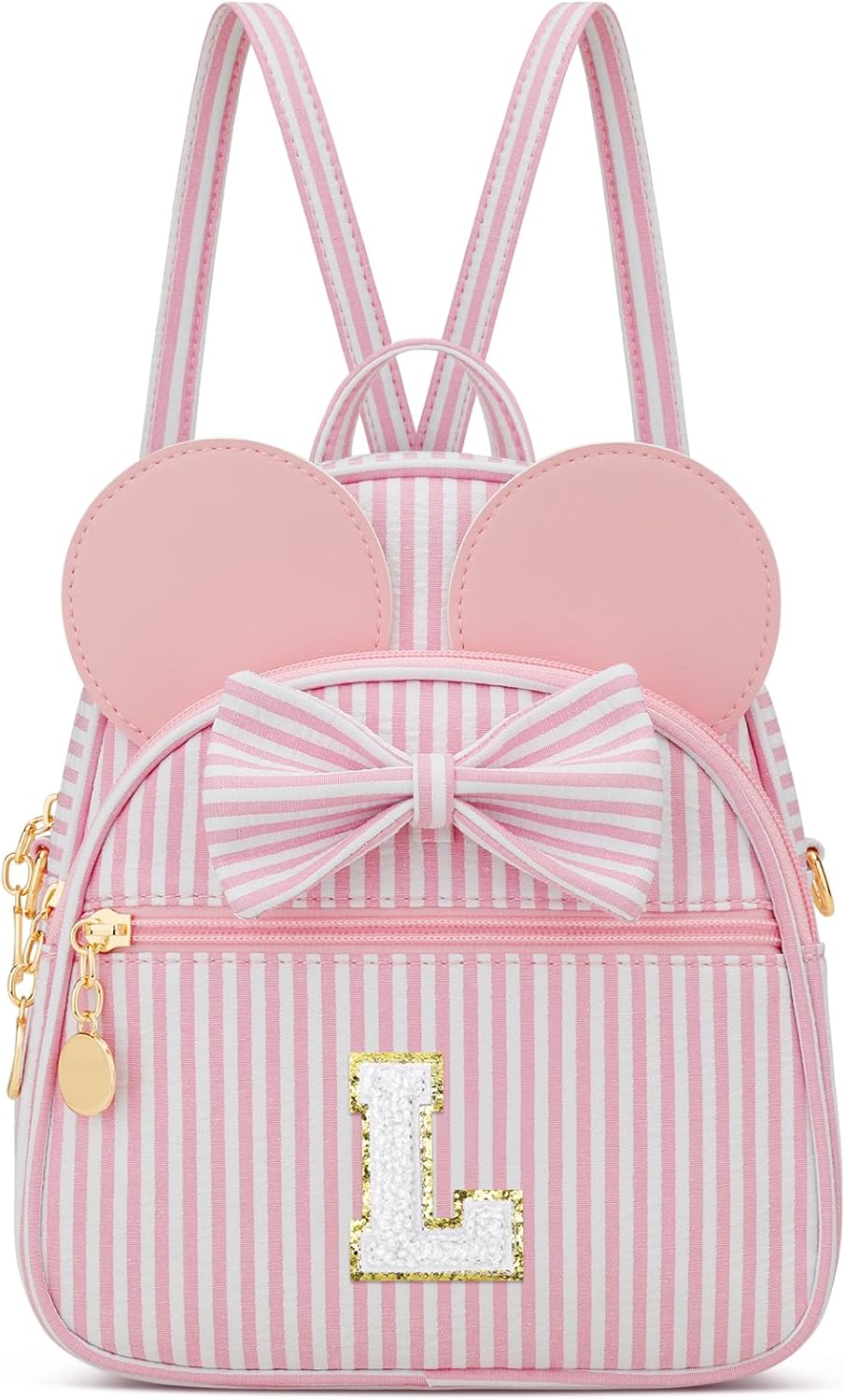Regalo de cumpleaños personalizado para niñas pequeñas, mochila pequeña con inicial para niñas pequeñas, lindo mini bolso para niños de 3 a 10 años, rosa A