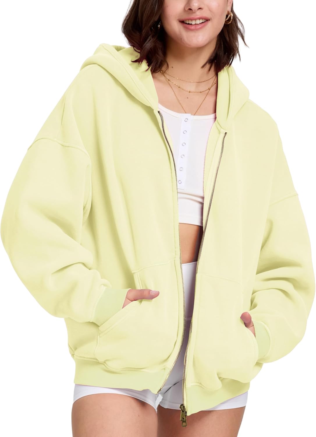 FAIABLE Sudadera con capucha y cremallera para hombre y mujer, de gran tamaño, con lavado ácido, pesada, de algodón, forro polar, con cremallera, estilo vintage