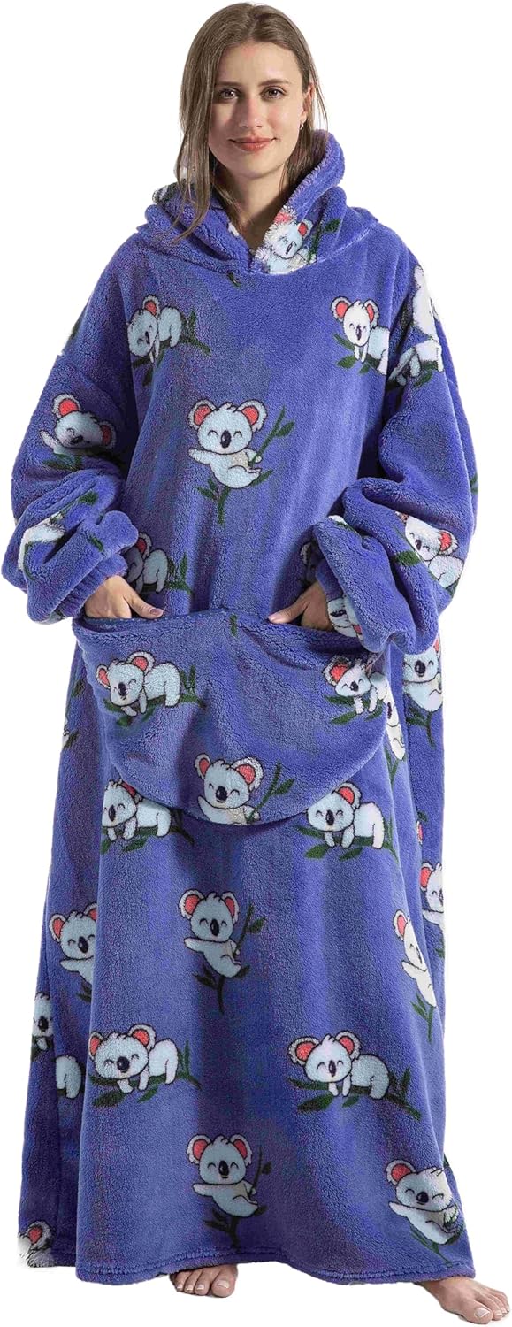 Capecage - Manta con capucha, sudadera con capucha larga como regalos de cumpleaños para mujeres y hombres, manta portátil larga para mujeres y hombres.