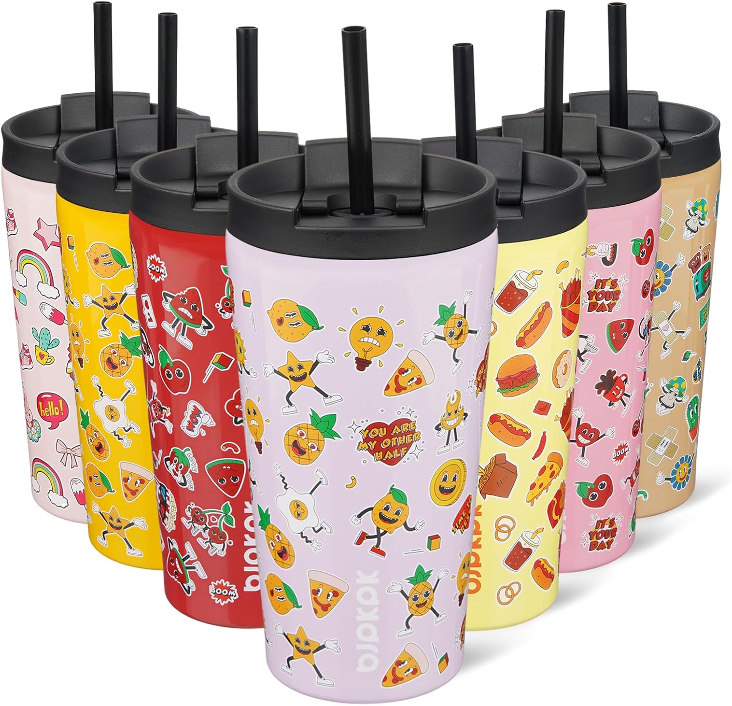 BJPKPK - Vaso de acero inoxidable con aislamiento, tapa y pajilla, taza de café para viaje, de 18 onzas, diseño de laguna