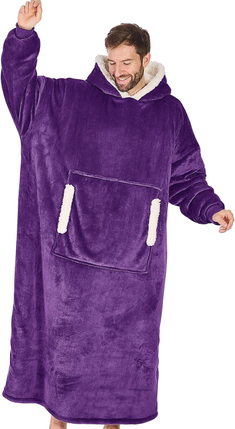yescool - Cobija con capucha, sudadera de franela de forro polar sherpa para adultos, mujeres y hombres, talla única