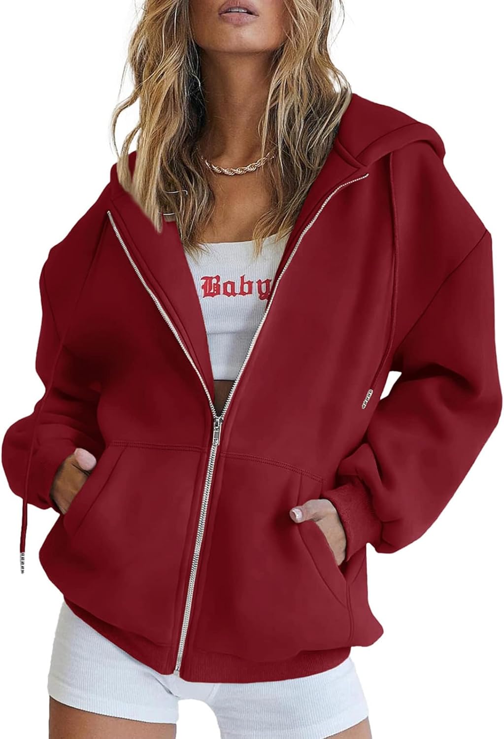 PRETTYGARDEN Sudaderas con capucha Y2K con cremallera para mujer, estilo casual, manga larga, para otoño e invierno, chaquetas con bolsillos