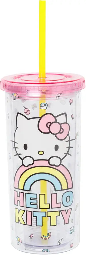 Silver Buffalo Disney Lilo and Stitch Ohana - Vaso de plástico con tapa y pajilla, 32 onzas