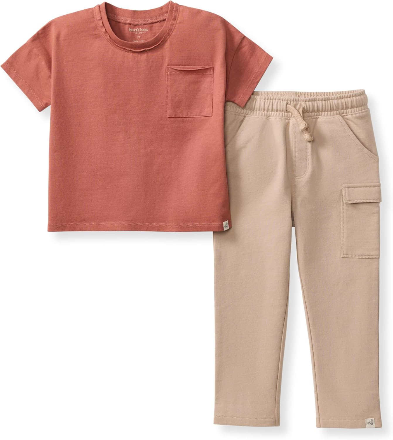 Burt's Bees Baby conjunto de camisa y pantalón para bebé niño, conjunto de camiseta de manga larga y pantalón, 100% algodón orgánico