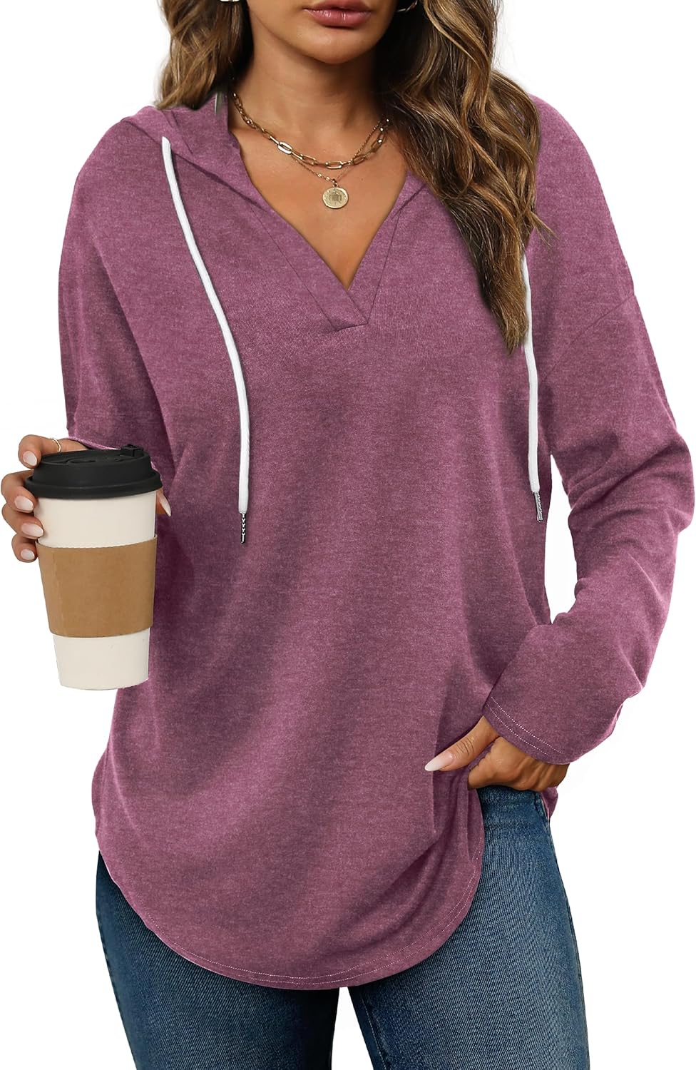 Bofell - Sudaderas con capucha para mujer, sudaderas de moda para mujer, sudaderas con capucha de gran tamaño, sudaderas de manga larga de ajuste holgado