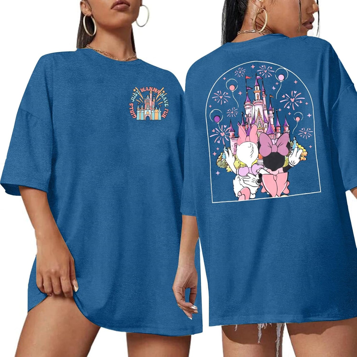 Camisa del Reino Mágico para Mujer Niñas Solo Quieren Diviertirse Camiseta de Viaje de Niñas Linda Camiseta Mágica Tops de Vacaciones de Verano