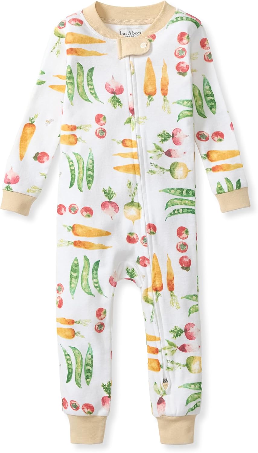 Burt's Bees Baby Unisex Footless Sleeper Pajama, 1-Pc Zip-Up Footie Pajama | Snug-fit organic cotton footless PJs features an easy 2-way zipper for easy nighttime changes