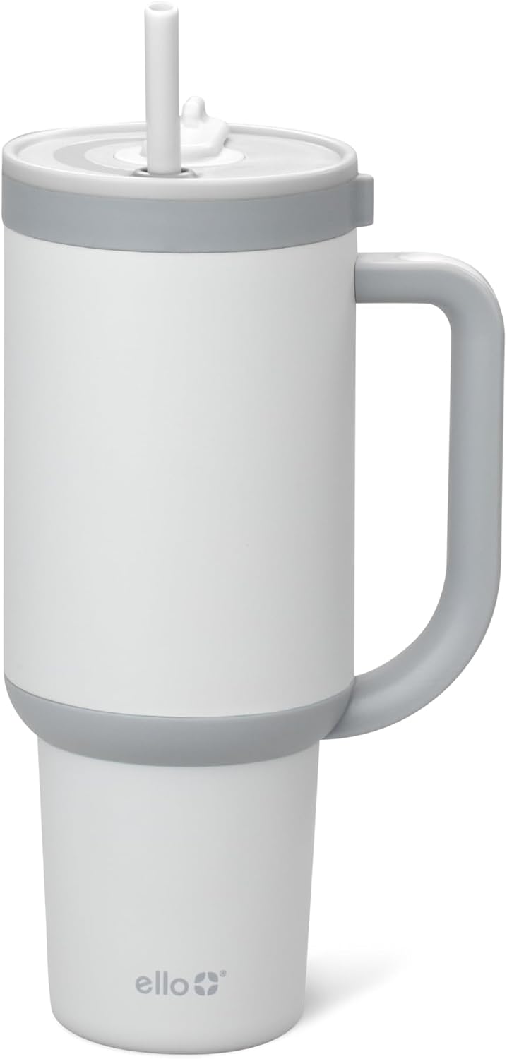 Ello Oasis - Vaso de 30 onzas con asa y pajita retráctil | Taza reutilizable de acero inoxidable aislada 100% a prueba de fugas, regalos para adolescentes, mujeres y hombres | Mantiene el frío durante