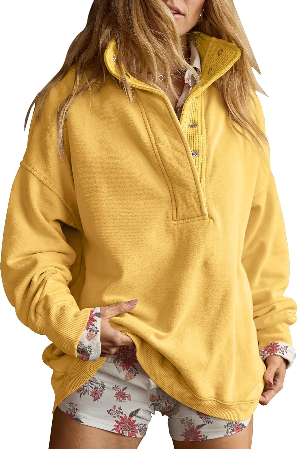 Gacaky - Sudadera para mujer de talla extragrande, informal, de manga larga, con botones, cuello Henley, ropa a la moda