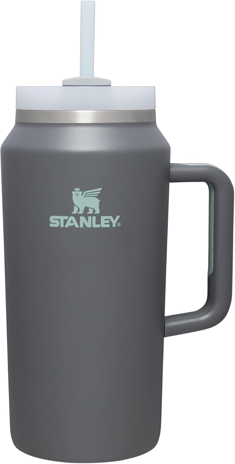 Stanley Quencher H2.0 - Vaso de acero inox. con asa, pajilla y tapa FlowState giratoria de 3 posiciones; aislamiento térmico/sin BPA; apto p/portavaso p/viaje; 30 oz, coral dorado (Goldenrod Coral)