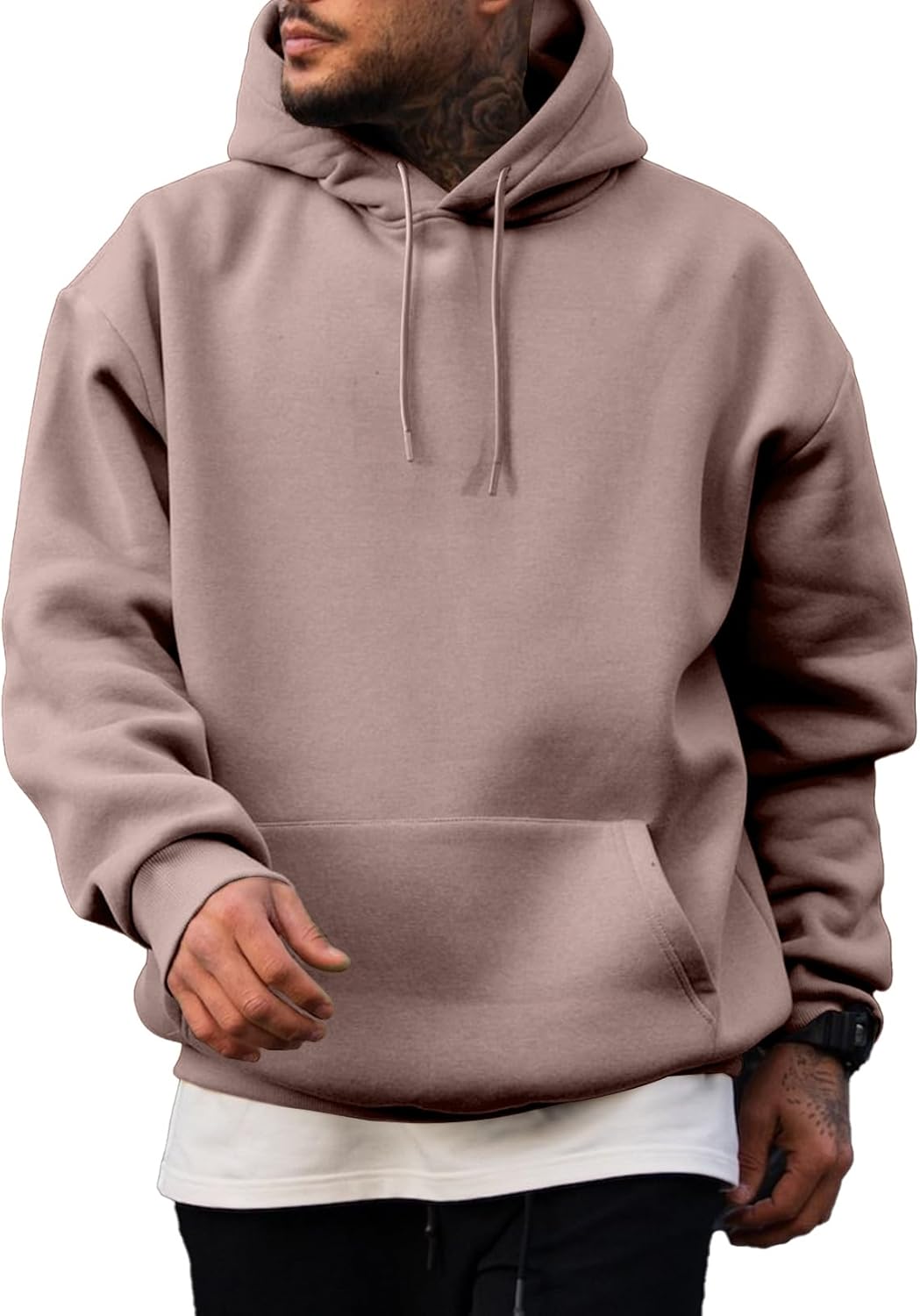 JMIERR - Sudaderas con capucha de manga larga para hombre, estilo casual, con cordón en el cuello, de algodón | Cómodo suéter con forro polar, capucha con cordón ajustable, bolsillo canguro, ajuste regular, lavable a máquina