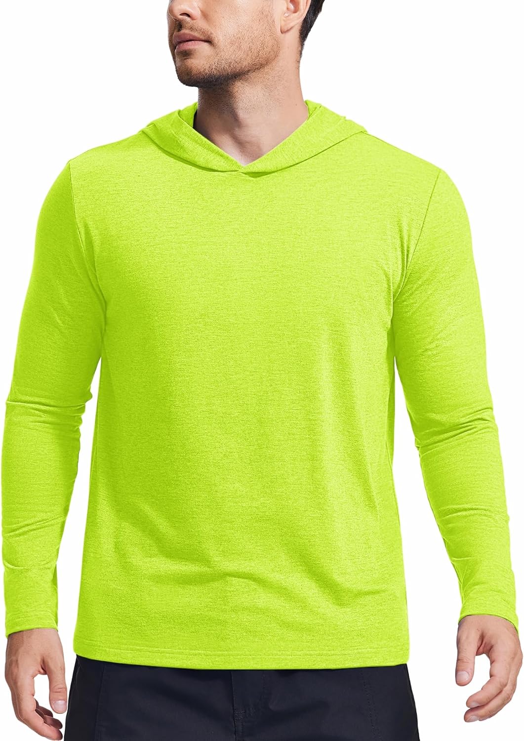 PINSPARK Sudaderas ligeras con capucha tipo pullover para hombres, manga larga, sudadera con capucha para golf, gimnasio, entrenamiento, sudadera atlética