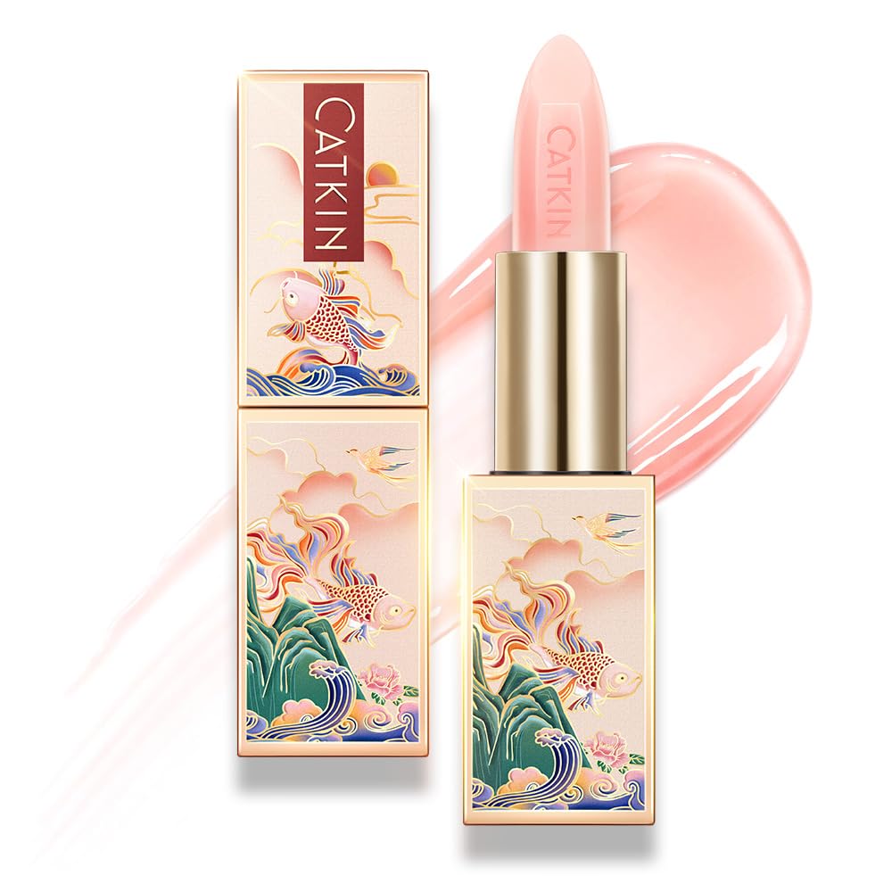 CATKIN Bálsamo labial tintado con purpurina para labios ultra hidratante, humectante labial, cuidado de labios con vitamina E nutritivo para labios agrietados y secos, 0.12 onzas, C15 Destiny, rojo