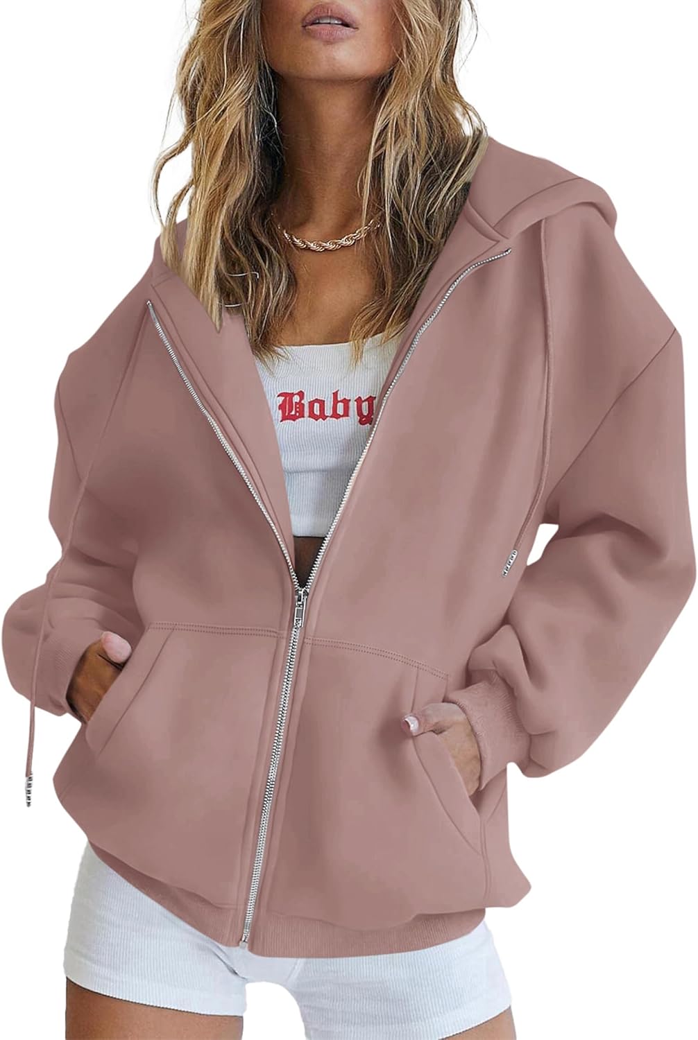 PRETTYGARDEN Sudaderas con capucha Y2K con cremallera para mujer, estilo casual, manga larga, para otoño e invierno, chaquetas con bolsillos
