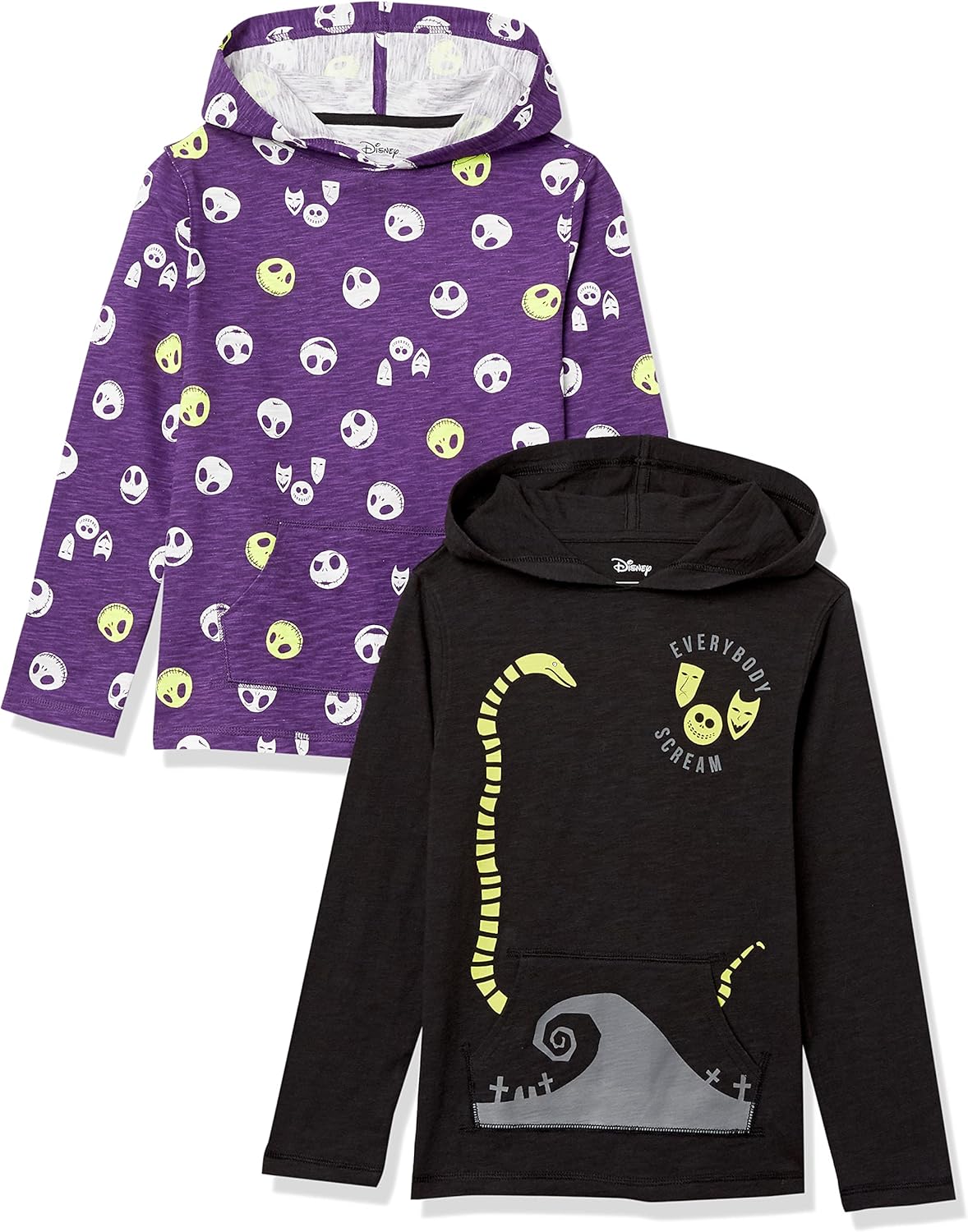 Essentials Disney | Marvel | Star Wars Camisetas con capucha ligera de manga larga para niños y bebés, paquete de 2