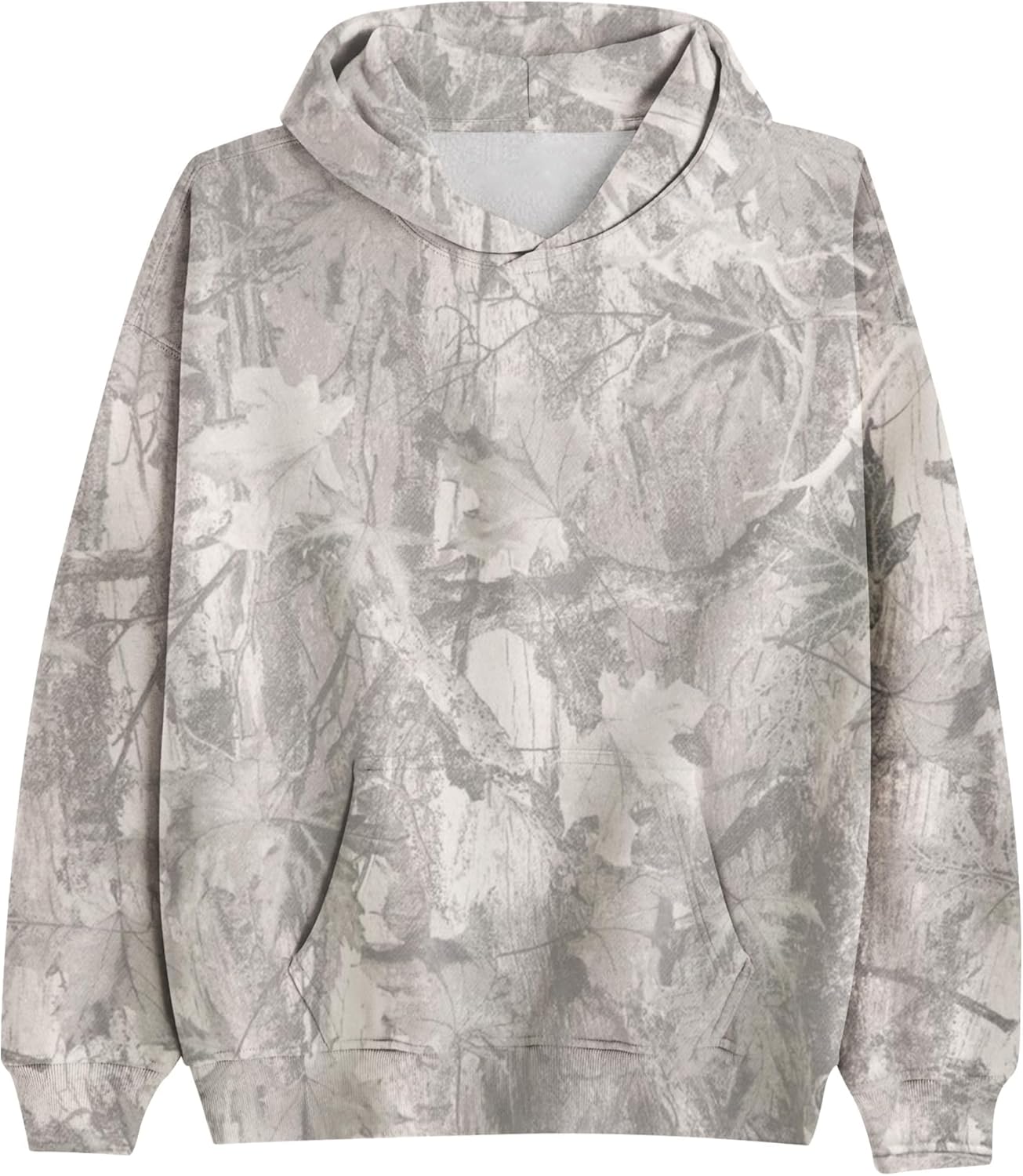 MSBESYOR Sudadera con Capucha de Camuflaje para Hombre y Mujer, Sudadera con Capucha de Forro Polar de Gran Tamaño con Hoja de Arce, Sudadera con Estampado Gráfico y Bolsillo