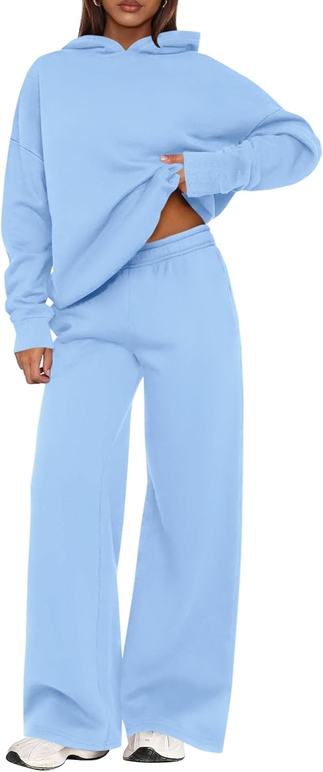 PRETTYGARDEN - Conjunto deportivo de 2 piezas para mujer, sudadera con capucha de manga larga, pantalones deportivos holgados y anchos, para otoño