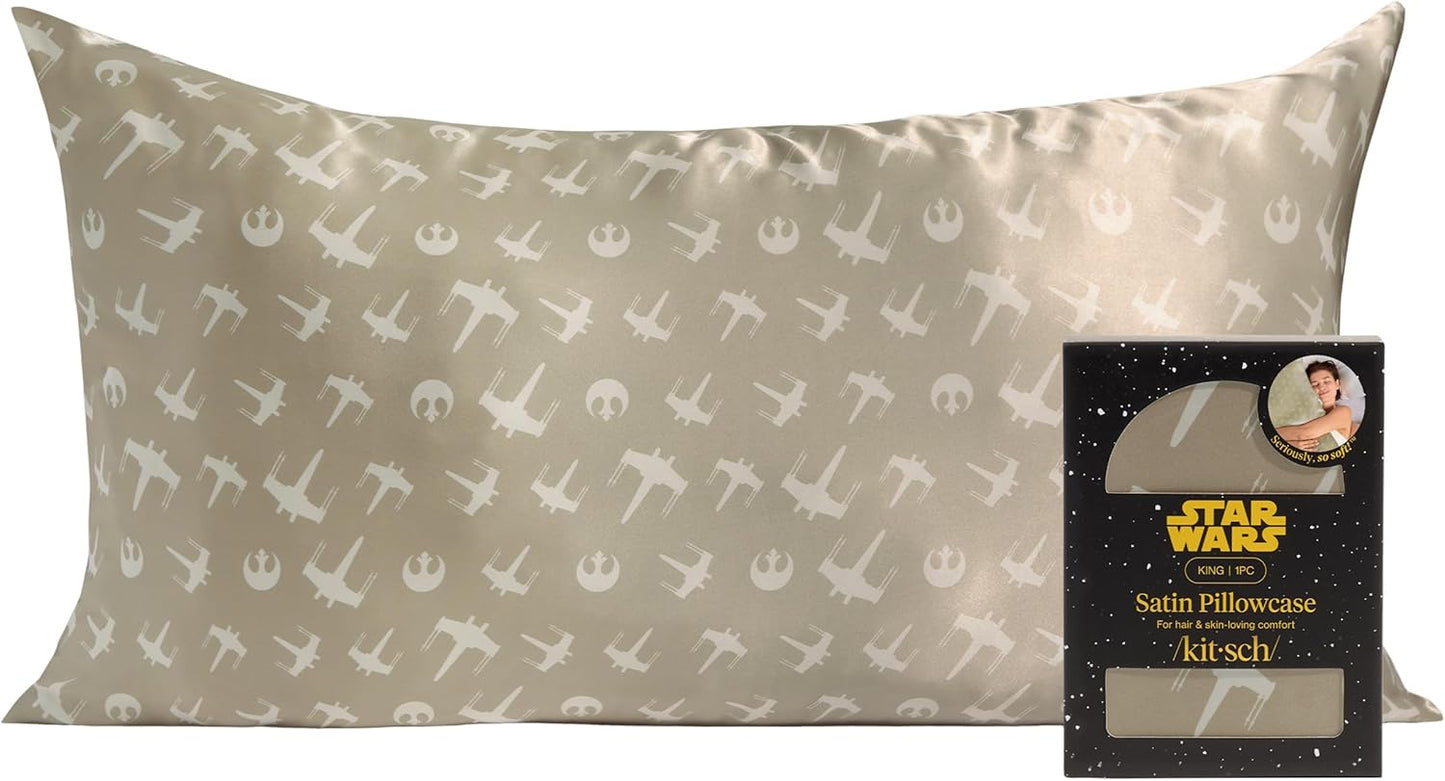 Kitsch x Star Wars Rebel Alliance - Funda de almohada de satén con cremallera para cabello y piel, más suave que las fundas de almohada de seda, funda de almohada de satén refrescante, fundas de almohada sin arrugas, tamaño estándar, 19 x 26 pulgadas