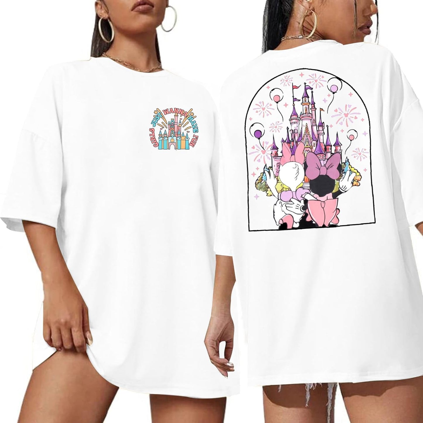 Camisa del Reino Mágico para Mujer Niñas Solo Quieren Diviertirse Camiseta de Viaje de Niñas Linda Camiseta Mágica Tops de Vacaciones de Verano