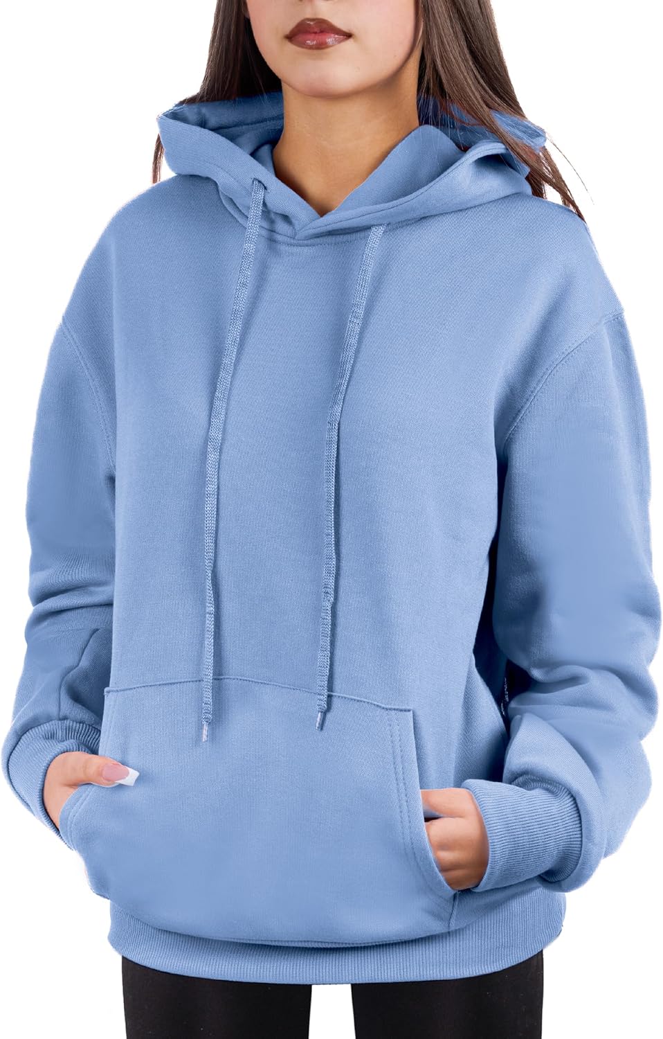 Sudadera de gran tamaño con capucha para mujer, mezcla de algodón y forro polar suave, acogedora sudadera para todos los días
