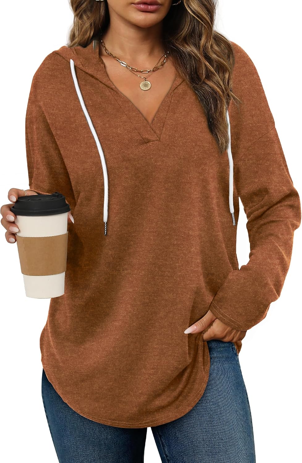 Bofell - Sudaderas con capucha para mujer, sudaderas de moda para mujer, sudaderas con capucha de gran tamaño, sudaderas de manga larga de ajuste holgado