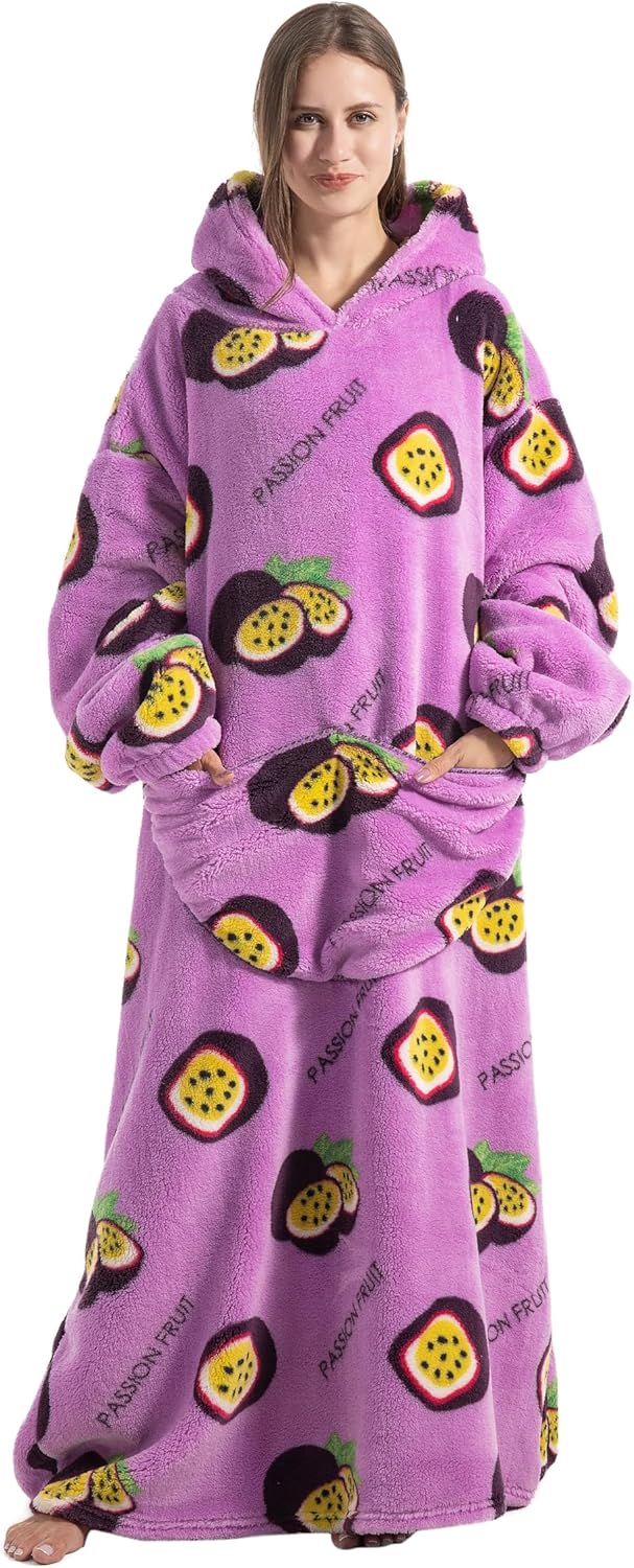 Capecage - Manta con capucha, sudadera con capucha larga como regalos de cumpleaños para mujeres y hombres, manta portátil larga para mujeres y hombres.