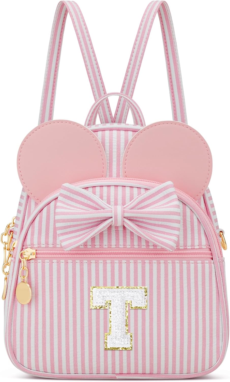 Regalo de cumpleaños personalizado para niñas pequeñas, mochila pequeña con inicial para niñas pequeñas, lindo mini bolso para niños de 3 a 10 años, rosa A
