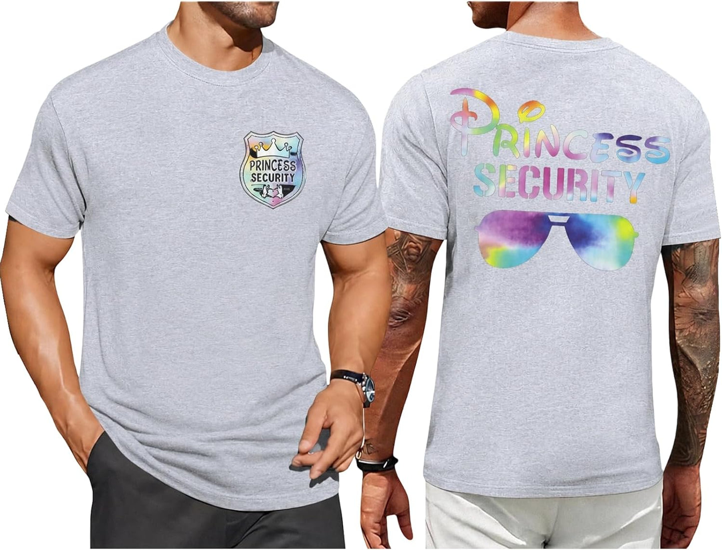 FRYAID Camiseta del Equipo de Seguridad de Princesas para Hombres Camiseta Mágica Reino Mágico Camisetas Papá Fiesta de Cumpleaños Viaje Familiar Tops de Manga Corta