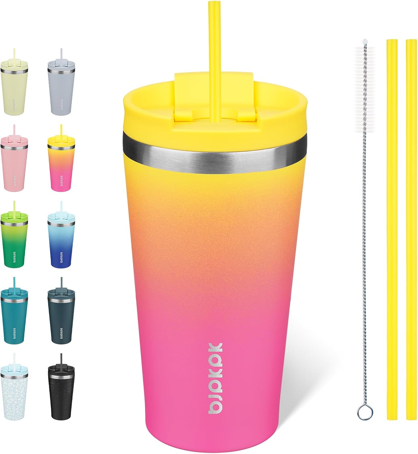 BJPKPK - Vaso de acero inoxidable con aislamiento, tapa y pajilla, taza de café para viaje, de 18 onzas, diseño de laguna