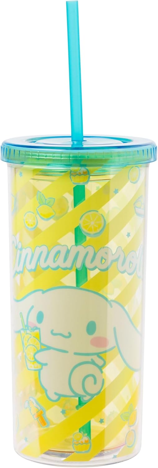 Silver Buffalo Disney Lilo and Stitch Ohana - Vaso de plástico con tapa y pajilla, 32 onzas
