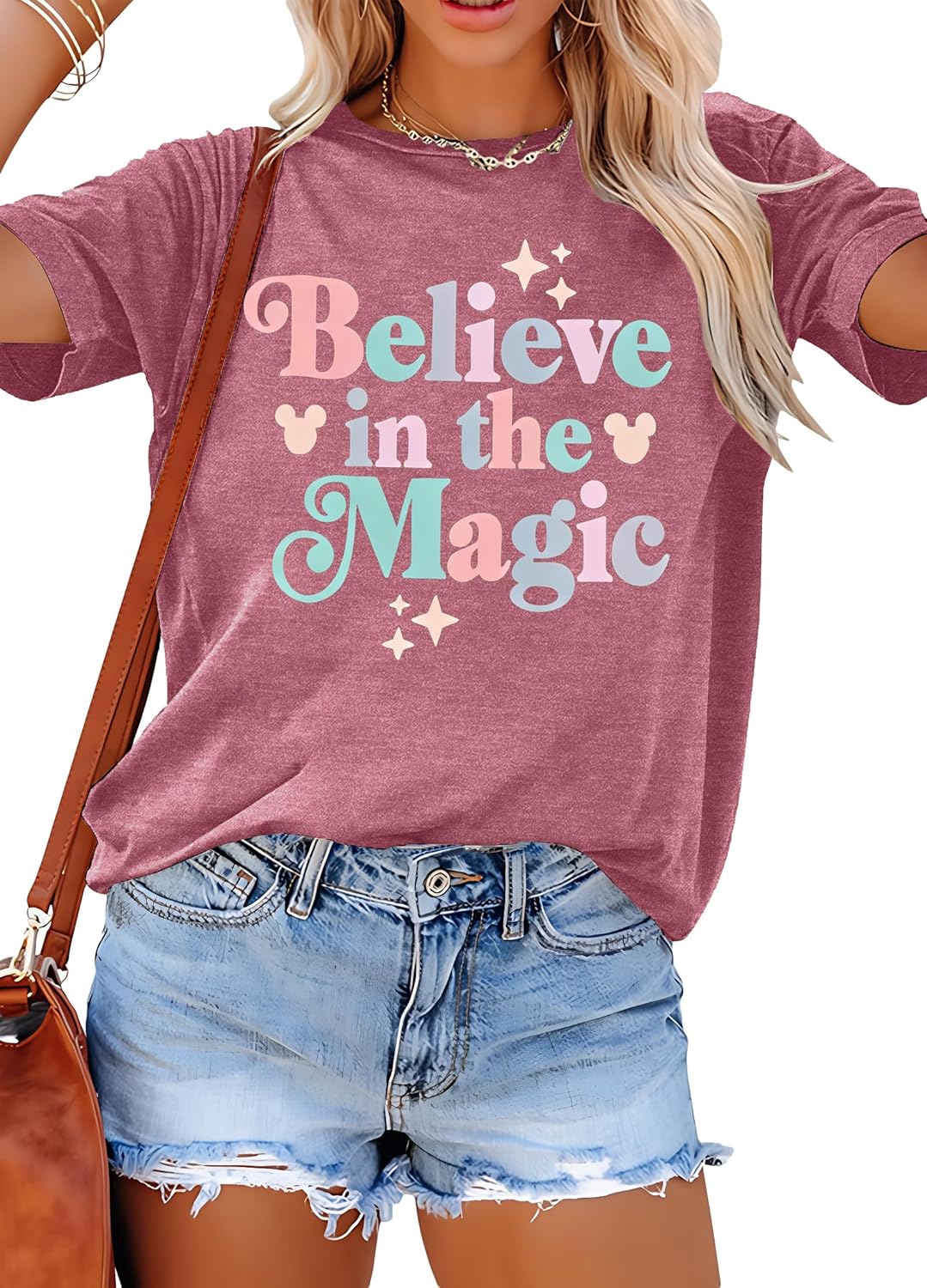 FRYAID Fantastical - Camisa de manga corta para mujer, diseño de teñido anudado Wonder World, diseño de teñido anudado