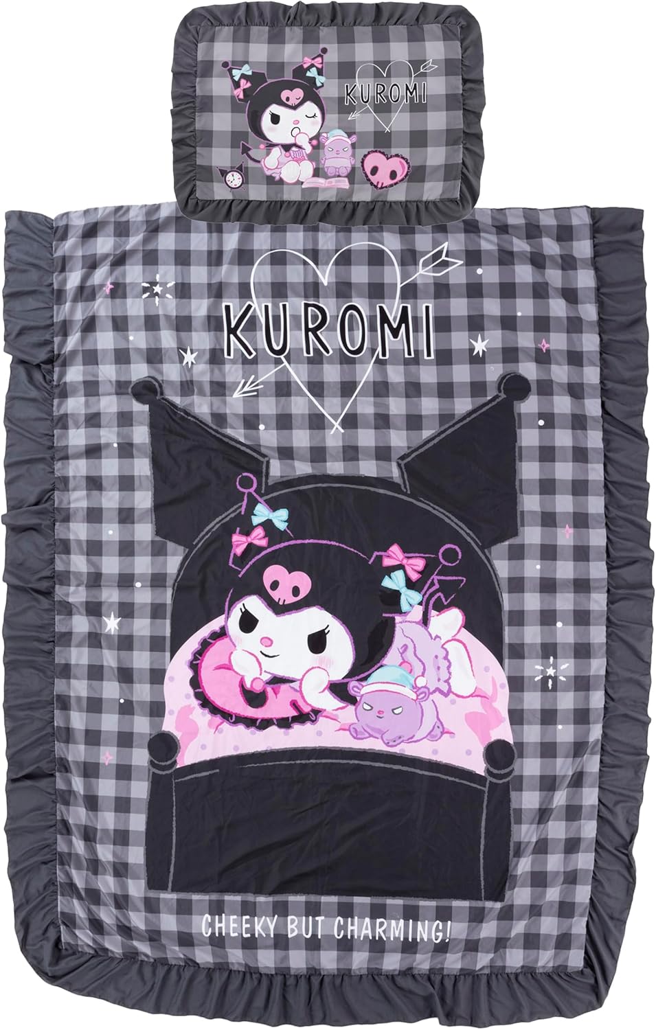 MORIPiLO Sanrio Duvet Cover and Pillowcase Set with Frills, Single (Hello Kitty Soft Peach Skin) Pink, 59.1 x 82.7 inches (150 x 210 cm), Cute Goods, Morishita Pillows 426100