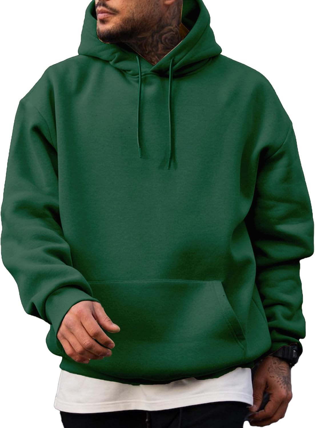 JMIERR - Sudaderas con capucha de manga larga para hombre, estilo casual, con cordón en el cuello, de algodón | Cómodo suéter con forro polar, capucha con cordón ajustable, bolsillo canguro, ajuste regular, lavable a máquina