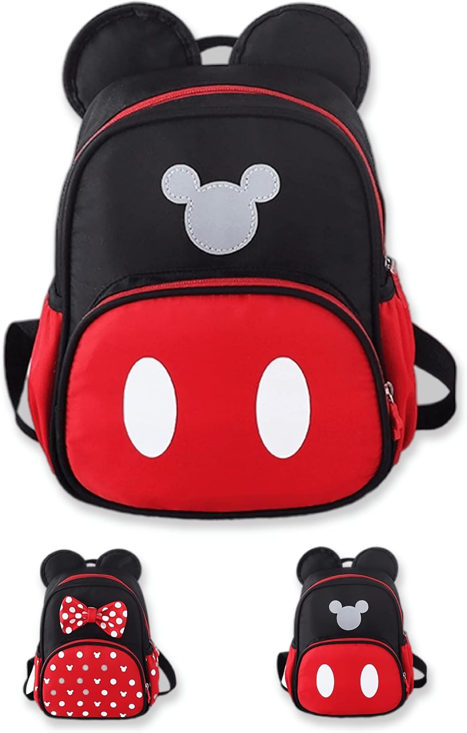Lindas mochilas mini, bolsa de dibujos animados roja, mochila de viaje con moño de orejas de ratón, Mochilas Daypack