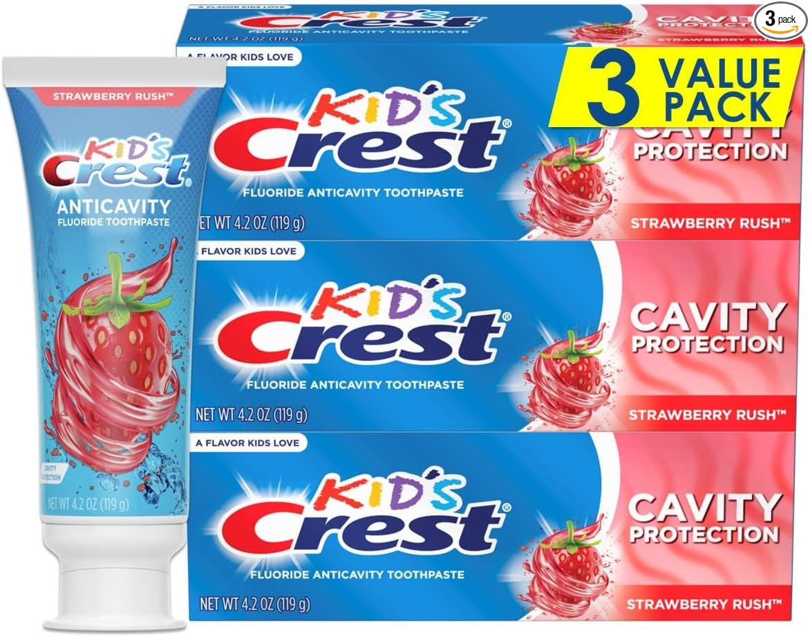 Crest Kid's - Pasta de dientes con protección contra las caries para niños y niños pequeños a partir de 2 años, sabor Sparkle Fun, 4.6 onzas (paquete de 3), pasta de dientes para niños, el embalaje