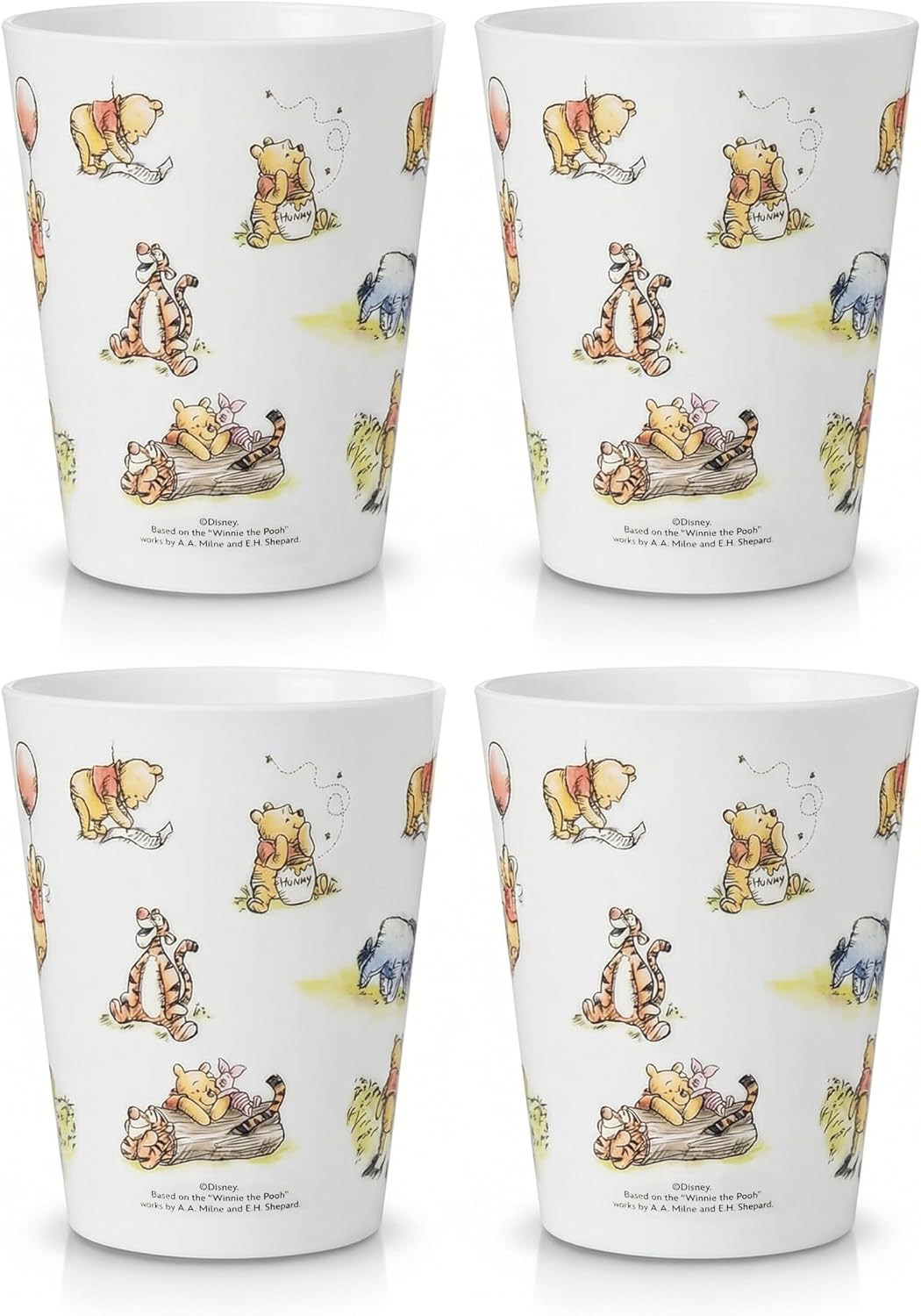 Vasos de plástico reutilizables de Disney – Paquete de 4 vasos de plástico para beber de 16 oz con diseños de Mickey, Stitch, Pooh o Disney100 – Sin BPA, apilables, seguros para lavavajillas en la